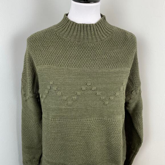 PINK CLOVER StitchFix Olive Green Gabriel Mock Neck Textured Sweater Large NEW - Picture 3 of 8